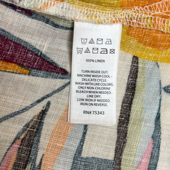 Tahari Linen Tropical Fruit Lemon Lime Top Short Sleeve Round Boat Neck Women 1X - Picture 7 of 10